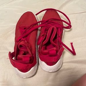 Red basketball shoes